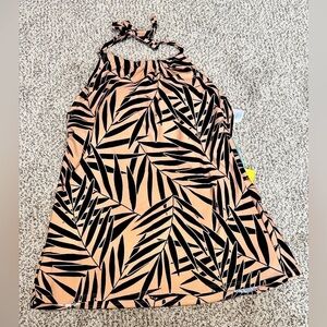 Women's High Neck Halter Tankini Top Kona Sol Black & Beige Floral S (4-6) 3427